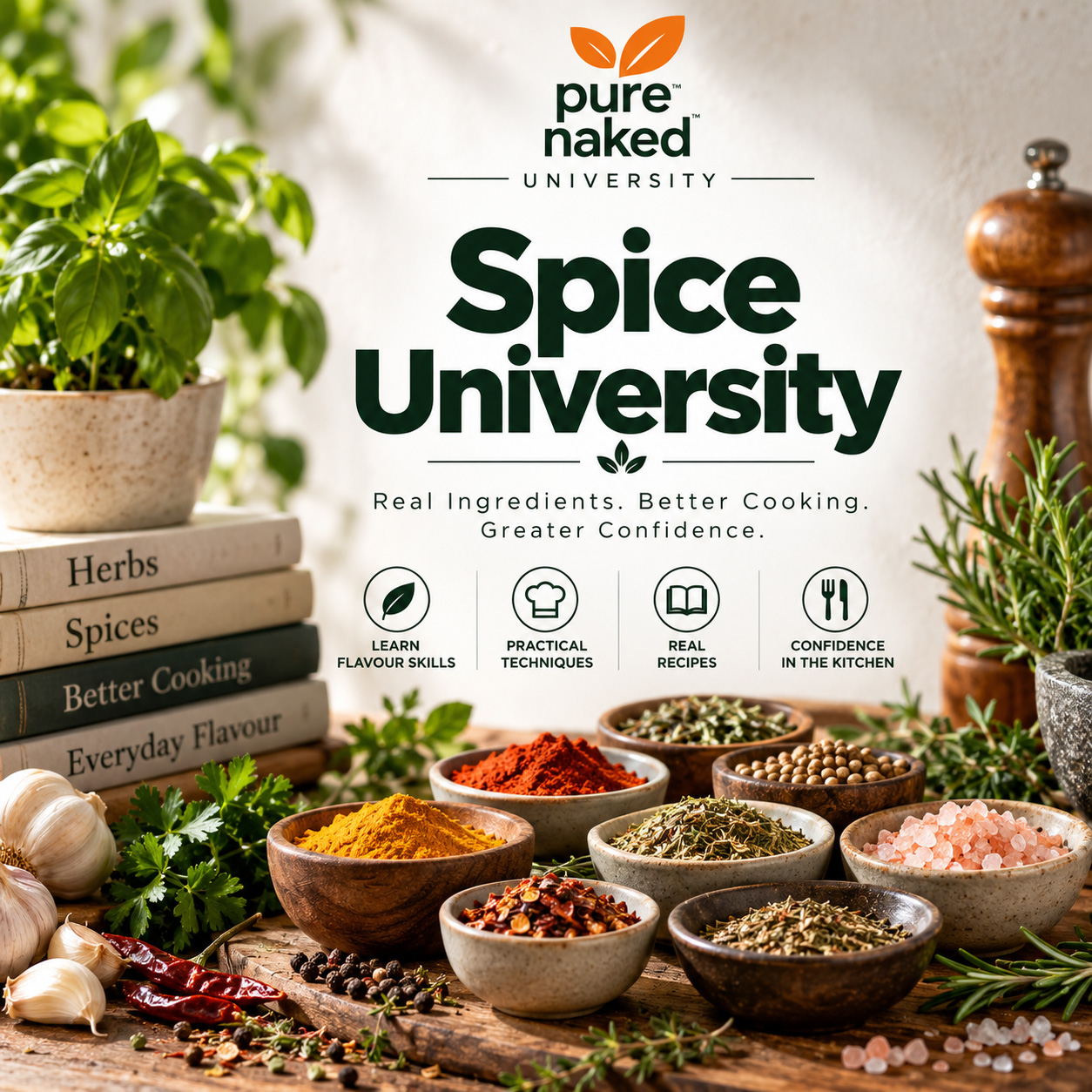 Pure Naked oregano, smoked paprika, rosemary, turmeric and mixed herbs